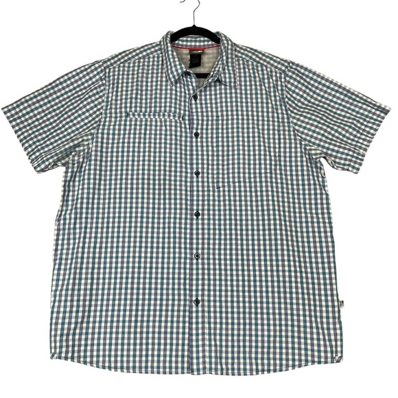The North Face Men's Blue Orange Green Plaid Button Up Short Sleeve Shirt Sz XL - Picture 1 of 14